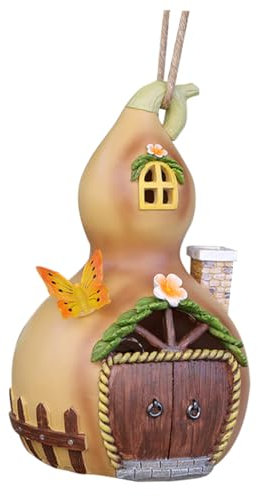 FUNOMOCYA Statue De Maison En Forme De Courge Suspendue Décoration De Jardin À Lumière Solaire Décoration De Jardin En Résine Artisanat Ornement De Cour