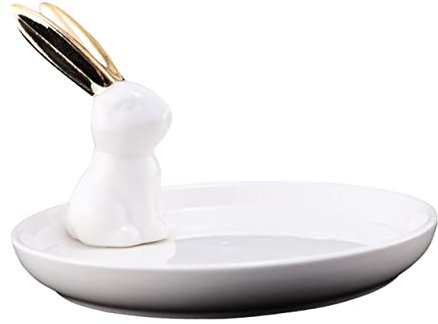 TINEASUR 1pièce Plateau De Rangement Céramique Pour Bijoux Organisateur De Colliers Et Bracelets Avec Design De Lapin Pour Décoration Et Stockage à