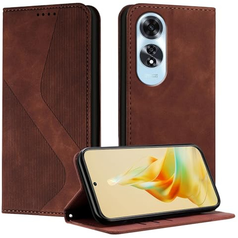 Mo-Somnus Kompatibel mit Oppo A60 4G Hülle, Schutzhülle Oppo A60 4G, Magnet PU Leder Tasche Handyhülle Klappbar Brieftasche Klapphülle (Braun)