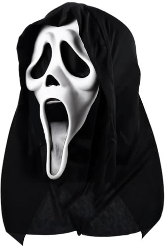 Tihokile Halloween Horror Scream Maschera, Maschera Ghostface, Maschera Halloween, Maschere Fantasma per Bambini e Adulti, Ghostface Costume Adatti per Case Stregate e Feste a Tema