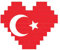 Flag of Turkey Print Building Brick Block Puzzle Heart Shape Brick Puzzle 3D Jigsaw DIY Home Decor