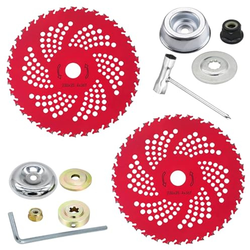 Freischneider Sägeblatt, 2er Set 255/230 X 25,4 mm Freischneider Zubehör Messer, Hartmetall Motorsense Zubehör Sägeblatt in 36T/80T, für Kreissägen Motorsensen (2er Rot)