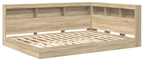 vidaXL Bücherregal-Bett Sonoma Eiche 140x200 cm Holzwerkstoff
