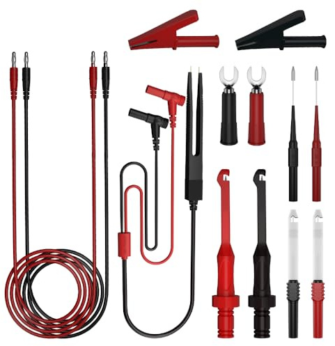 CZJZDZ 13-teiliges 4mm Bananenstecker-Testleitungs-Kit digitales elektrisches Test-Sonde-Set vollständig isolierte Alligator-Clips Test-Klemme hinterer Draht-Loch-Test-Sonde