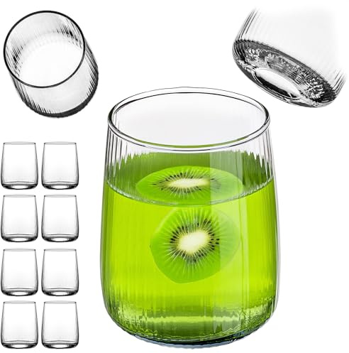 KADAX Wassergläser 310ml, 8er Set, elegantes Gläser mit Rillenstruktur, Trinkgläser für Wasser, Saft, Softdrinks & Cocktails, Saftgläser aus Glas, Cocktailgläser (Mia)