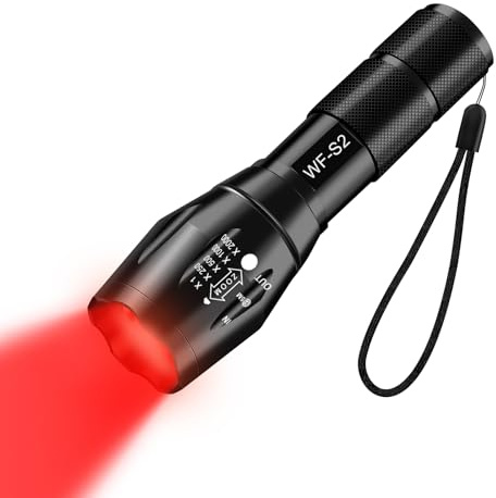 WindFire Red Light Torch, Single Mode Red Tactical Flashlight, Zoomable Red Light Hunting Torch Coyote Hog Light for Astronomy Aviation Observation