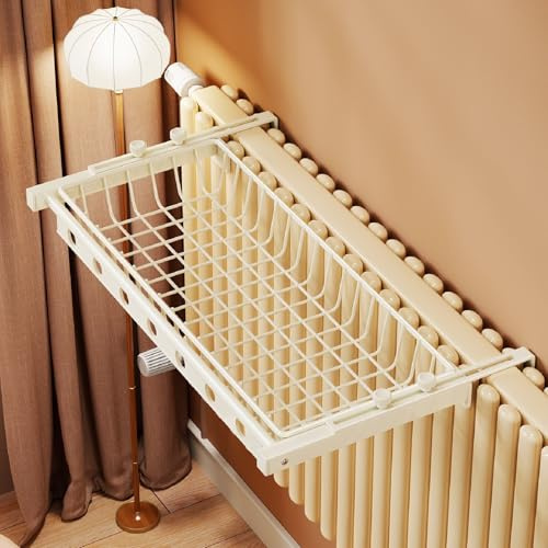 Heizung Regal, Heizkörperabdeckung für Heizkörper, Fensterbänke und Geländer, Verstellbar und Stabil(White,60x25.5cm/23.6x10in)