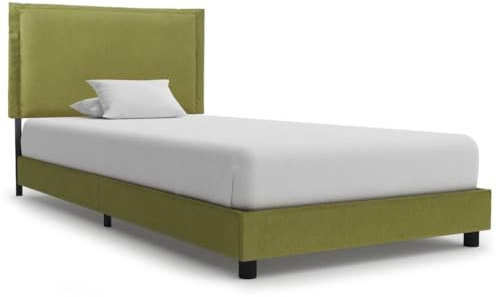 QJBSAVVA Einzelbett Grün 90x200 cm Retro Bettrahmen Stoff Jugendbett mit Kopfteil Holzbeine 207x96x95 cm Robust & Modern für Schlafzimmer Jugendzimmer Gästezimmer