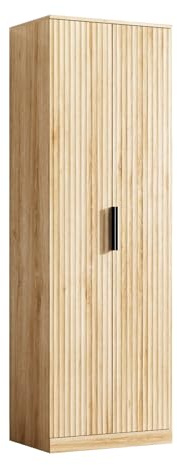 Bonnlo Grille Kitchen Cupboard, 2-Door Pantry Cupboard with 6 Adjustable Shelves, Freestanding Wooden Kitchen Cabient 58×40×178cm Tall Sideboards for Laundry & Dining & Living Room,Oak
