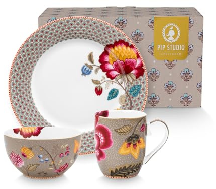 Pip Studio Blooming Tales Fantasy Khaki Frühstücksset Set3