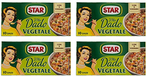 Star: Il Mio Dado Vegetale Cubetti di Bouillon, Gusto Vegetale - Confezione da 4 Scatole da 10 Cubetti, 10 g Ogni Cubo