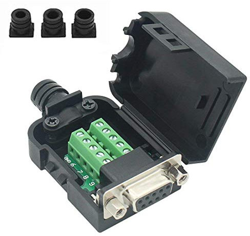 YIOVVOM DB9 Breakout Connector to Wiring Terminal RS232 D-SUB Female Serial Adapters Port Breakout Board Solder-Free Module with case(Female Serial Adapter + Nut)