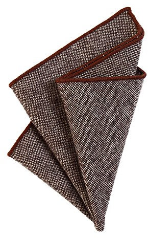 DonDon Herren Einstecktuch Taschentuch 23 x 23 cm zum selber falten aus Baumwolle Tweed Style einfarbig braun