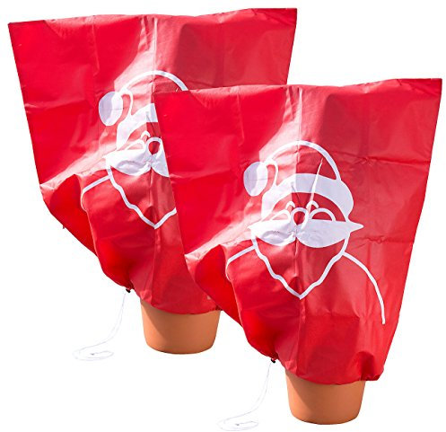 infactory Kübelpflanzensäcke: 2er-Set Winterschutz-Haube Weihnachtsmann für Pflanzen, 110 x 120 cm (Abdeckhauben für Pflanzen, Pflanzenschutzhauben Winter, Weihnachten)