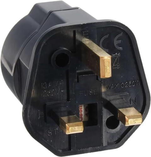 CABLEPELADO Adapter für europäischen Stecker auf britischen Stecker | Reisestecker-Adapter | Stecker Typ C auf Typ G | Schwarz (x1)