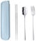 SBOMHS 18/10 Stainless Steel Outdoor Cutlery Set with Portable Case, Silver Chopsticks Spoon Fork set for School Home Office Camping Travel