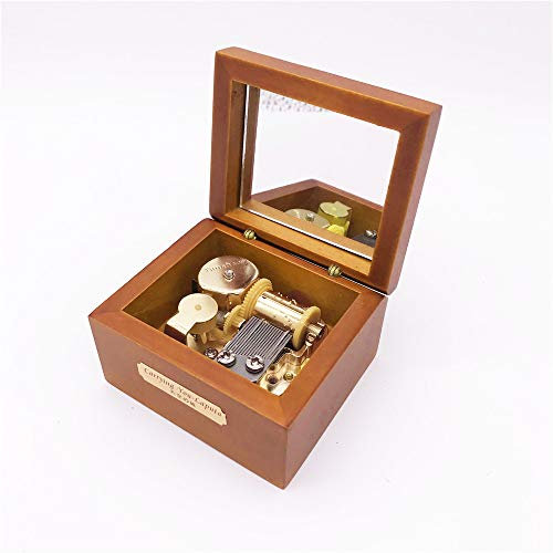 Youtang Holz-Spieluhr, Mini-Spieluhr, vergoldetes Uhrwerk, spielt der Löwe Heute Nacht schläft braun