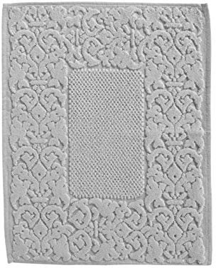HomeLife Badematte, rechteckig, aus Baumwolle, Maße: 60 x 120 cm, Duschvorleger, hochwertig, maschinenwaschbar, klassischer Stil und elegant, Barock-Stil, Grau