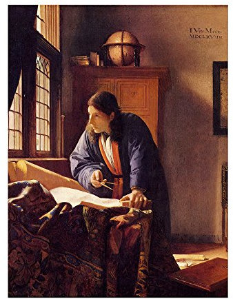 Kunstdruck Poster - Jan Vermeer Der Geograph 60x80 cm ca. A1 - Alte Meister Bild ohne Rahmen