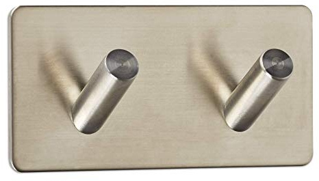 SOTECH Crochet Mural ADRA double (2 Crochets) 90 x 45 x 29 mm Acier Inox brossé Autoadhésif avec Patin Adhésif 3M pour Cuisine