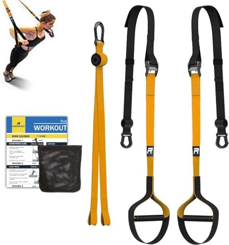 RHINOSPORT Sangles de Suspension Kit d'entraînement avec Crochet de Porte réglable Fitness à la Maison Convient pour Les déplacements