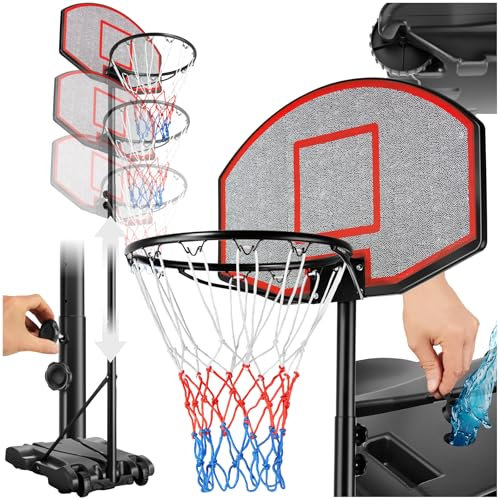 tectake® Basketballkorb Outdoor mit höhenverstellbarem Korb von 178 bis 213 cm, Basketballständer mit Rädern, Garten Spielgerät wetterfest Outdoorspiel
