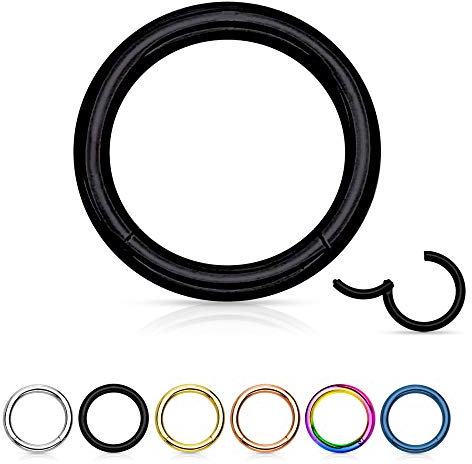 Treuheld® | Segmentring-Clicker aus Chirurgenstahl | Schwarz | Größe: 0.8mm x 5mm