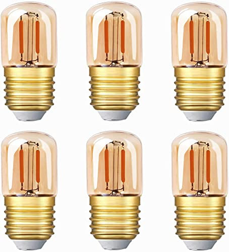 Genixgreen Mini ampoule LED tubulaire, 1W T28 Edison Ampoule à filament LED E27 Base à vis 2200K Ampoule blanche super chaude pour décorative 80 lm non dimmable (verre ambré) 6 Pack