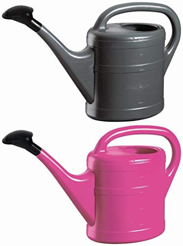 2X Gießkanne 5L ANTHRAZIT + PINK + 1x KÜHLSCHRANKMAGNET! Gießkannen Kunststoff für groß & klein, Garten & Zimmerpflanzen Gieskanne Gieskannen Giesskanne 5 Liter Watering Can Kinder Zimmergießkanne