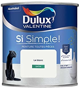 Dulux Valentine Peinture Si Simple Peinture Intérieure Toutes Pièces - Peinture Mur et Plafond, Porte et Plinthe - Couleur : Le Blanc - 0,5 L