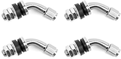 QWORK® Ventilverlängerung, 45° Ventil Verlängerung, 45 Grad Winkelventile, Motorradventile für Auto, Motorrad, für Nabendurchmesser von 11.5 mm, Kupfer, 4 Stück