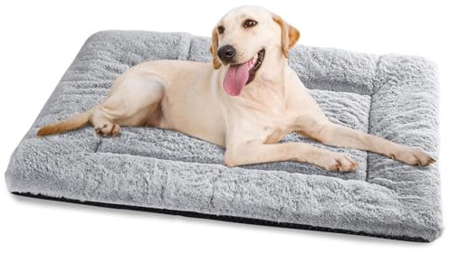 Baodan Dog Bed Large Washable, Pet Cat Beds Cushion Mattress, Soft Warm Dog Crate Mat Pad for Medium Large Dogs- L 90x60 cm, Grey