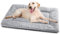 Baodan Dog Bed Large Washable, Pet Cat Beds Cushion Mattress, Soft Warm Dog Crate Mat Pad for Medium Large Dogs- L 90x60 cm, Grey