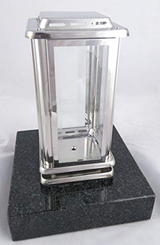 designgrab Grablampe Royal aus Edelstahl mit Granitsockel aus Granit Nero Impala, Gläser aus Klarglas