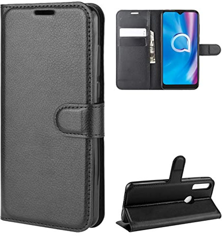 Kezaizhe Klapphülle für Alcatel 1S 2020 Hüllen PU Leder Wallet Schutzhülle Schutz Mobiltelefon Flip Back Cover für Alcatel 1V 2020 / 3L 2020 / 3V 2020 Tasche Handy Zubehör (Black)