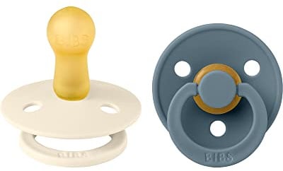BIBS Colour Schnuller 2er-Pack, BPA-frei, Kirschform Nippel. Naturkautschuk/Latex, Hergestellt in Dänemark. 0-6 Monate (2er Pack), Ivory/Petrol