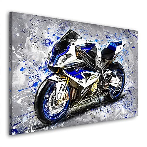 Kunstgestalten24 Leinwandbild Motorrad BMW HP4 Abstrakt Style Wandbild Kunstdruck Raum- u. Wanddekoration Übergrößen