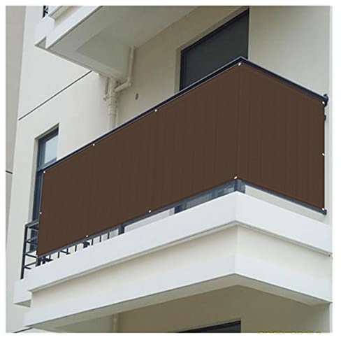 WUZMING Balkon Sichtschutz Balkonbespannung, Breite 60cm/70cm/80cm Windschutzscheibe UV-Schutz HDPE Mit Metallösen Und Kabelbindern (Color : Brown, Size : 70x650cm)