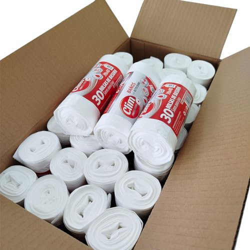 Clim Profesional 1.800 Bolsas de Basura de 10 Litros para Baño con Autocierre, Extra Perfumadas y Antigoteo 39x40 cm. Rollo 30 uds. Caja 60 rollos.