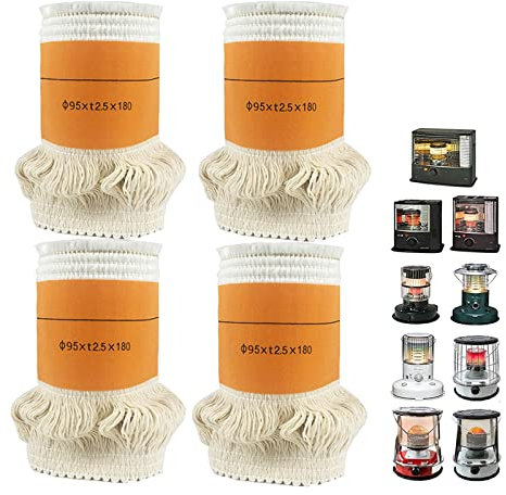 BOMHLZ 4 Stücke Docht für Petroleumofen für Innenräume, Dochte für Petroleum Heizung Kerosin Heizer, Ersatzdocht Petroleum Heizstrahler, Baumwollkern Ersatzdocht für Petroleum Heizung