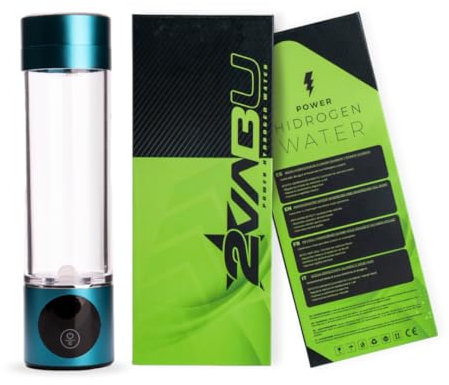 2VABU Botella de Agua Hidrogenada, Tecnología SPE y PEM, Hasta 3000 PPB de Hidrógeno, Tubo Nasal para Inhalación, Base Adaptable, Recargable, Portátil, Pantalla Táctil, 280 ml, Negro (Molecular Pro)
