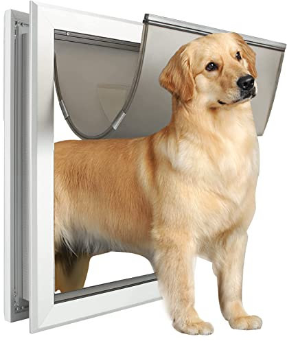 Dog Door With Strong Aluminum Frame, XL Pet Door for Door, Extra-Large With Automatic Closing & Durable Flap for Energy Efficient, Lockable Closing Panel & Easy Installation