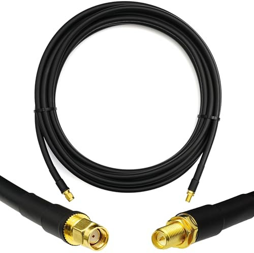 5m RP-SMA Stecker auf RP-SMA Buchse Koaxialkabel – 5 Meter 5D-FB Verlustarmes Antennenkabel Ø7.5mm Verlängerungskabel (50 Ohm) — für WiFi Router Antenne Wireless RF WLAN Radio Modem