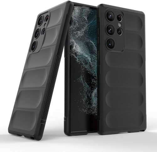 Handyhülle kompatibel mit Samsung Galaxy S23 Ultra | TPU Silikon Bumper Case | Outdoor Schutzhülle mit Stoßschutz | Schwarz
