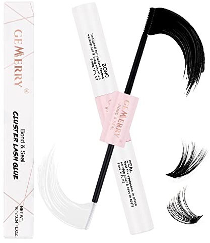 Wimpern Kleber für Einzelne Wimpern Langer Halt Wasserfester Wimpernverlängerungskleber 2 in 1 für DIY Cluster Lash Bond and Seal Kleber zu Hause Starker Halt GEMERRY Wimpern Glue (5ml+5ml)
