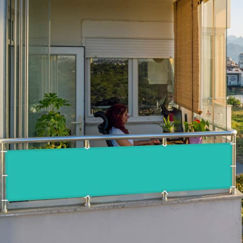 Balkon Sichtschutz Seitenmarkise 80 x 500 cm mit Ösen und Kordel Sunsegel HDPE aus Starken Material für Seite den Balkon Garten Terrasse, Himmelblau