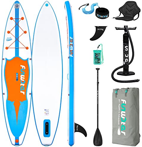 FunWater Tabla de Surf de Remo Hinchable, Accesorios de Remo Ajustables, Bomba, Mochila de Viaje ISUP, Bolsa Impermeable