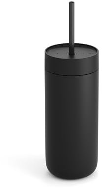 Fellow 20 oz Carter Cold Water Bottle for Water, Iced Tea, Coffee, Smoothies, Iced Coffee & more - Stainless Steel Vacuum-Insulated Iced Coffee tumbler with Spill Resistant lid and straw - Matte Black