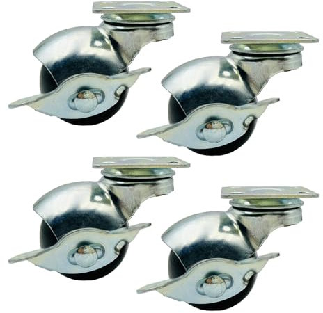 LIKERAINY PP-Lenkrollen für Möbel mit Bremse IC2712A mit Plattenbefestigung Ersatz für Möbel Roller Lenkrolle Schrankrollen Moebelrollen Tischrollen Raddurchmesser Ø 50mm 4 Stück