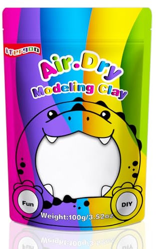 iFergoo Lufttrocknende Knete Ultra Light, Modelliermasse Selbsthärtend, Kreative Magische Clay für Kinder, DIY Bastelset, Geschenk für Jungen & Mädchen ab 3 Jahren 100g / 3.52oz (Weiße Knete)